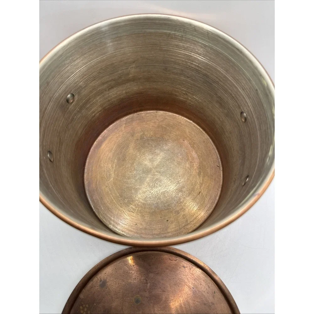 Vintage Copper Pot‎ w/Lid - Brass Handles